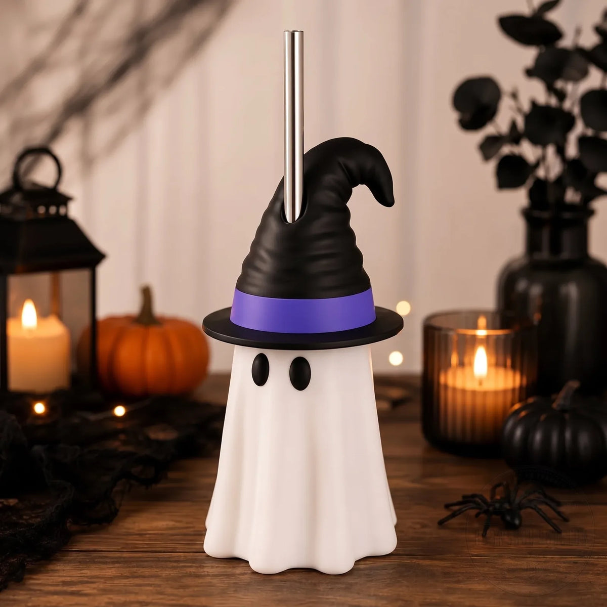 👻 Spooky Sips™ Ghost Tumbler – Halloween Witch Hat Cup