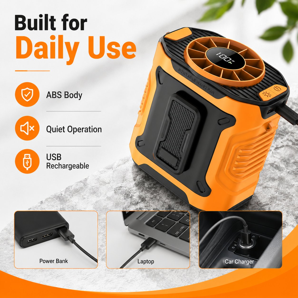 ❄️Last Day 50% OFF - Portable Multi Functional Hands Free Waist Clip Fan With LED Light