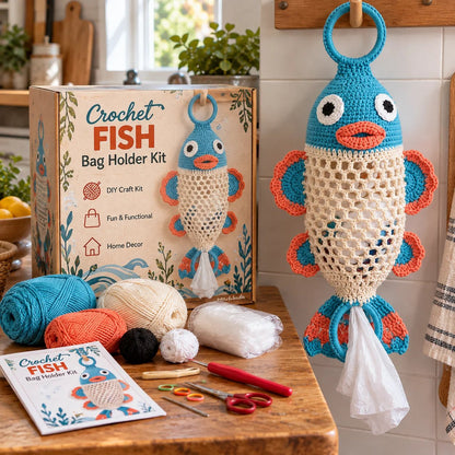 Crochet Animal Bag Holder DIY Kit – Cute & Functional Hanging Storage Craft Kit