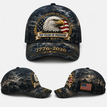 ✨2026 Ahlwomax®250 Years of Freedom Eagle Cap | Embroidered Patriotic Vintage Baseball Hat – 1776–2026 American Tribute Edition
