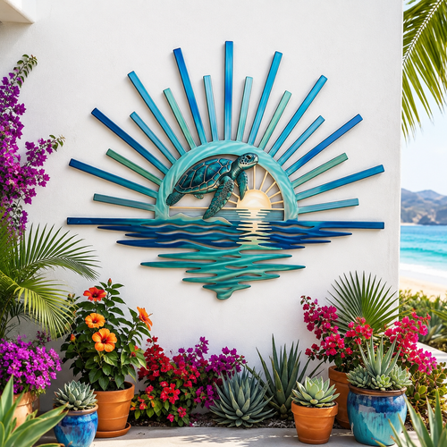 Sea Turtle Sunset Wall Decor