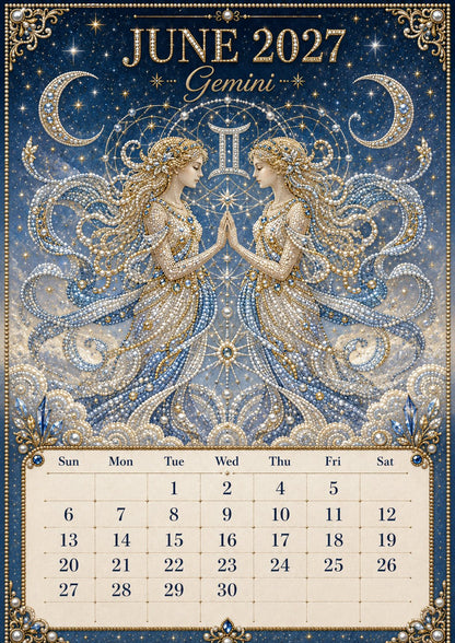 🌙 Beginner-Friendly 2027 Twelve Zodiac Bead Art Calendar Kit | Complete Kit with Zodiac Design Base, Decorative Beads & Step-by-Step Guide Included 💕
