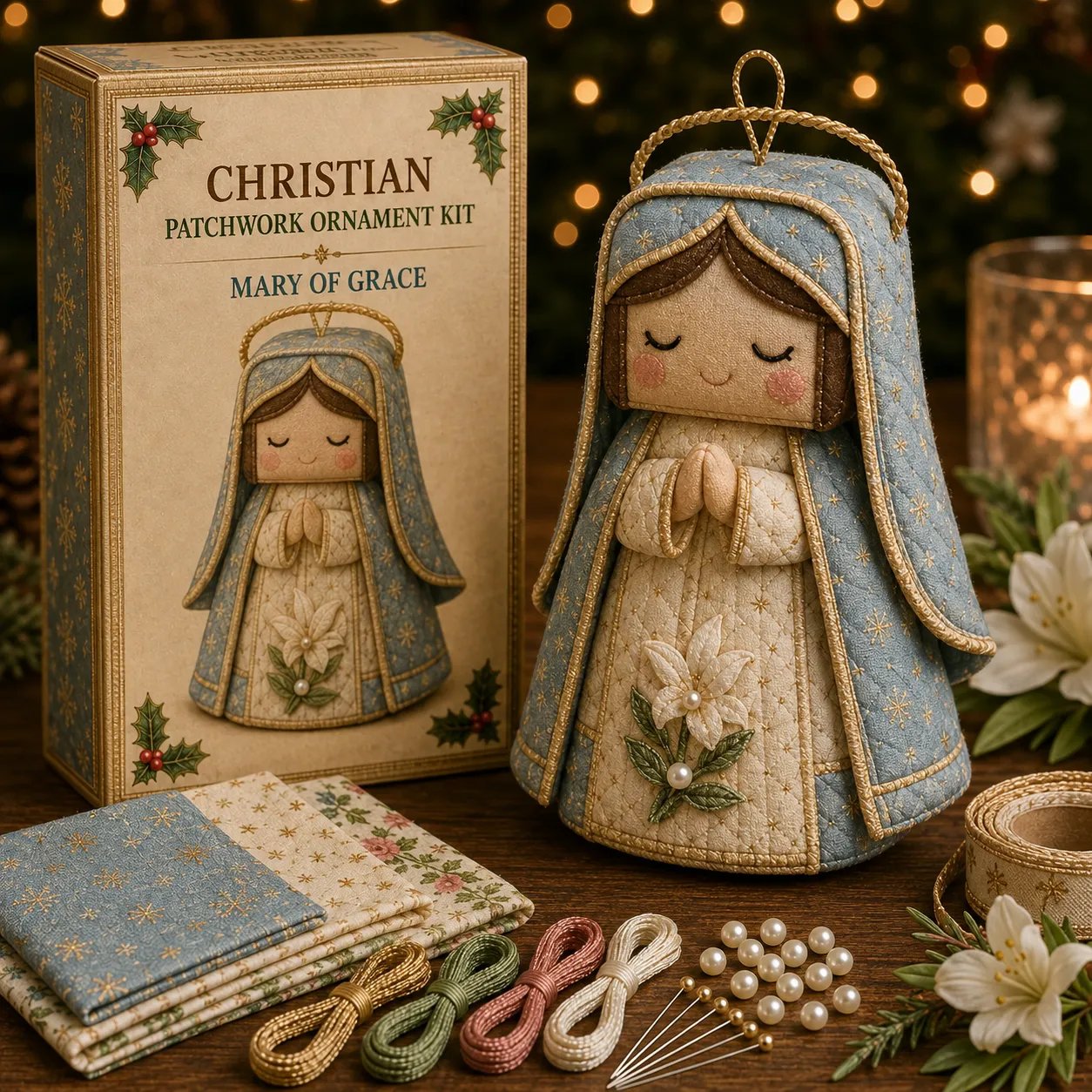 🔥HOT SALE🔥⏳ Last Day 49% OFF – ✝️ Beginner-Friendly DIY Christian Block Figure Patchwork Ornament Kit Collection | Complete Kit with Pre-Cut Fabrics, Padded Ornament Form & Step-by-Step Guide Included 💕