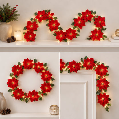 Poinsettia Garland Lights