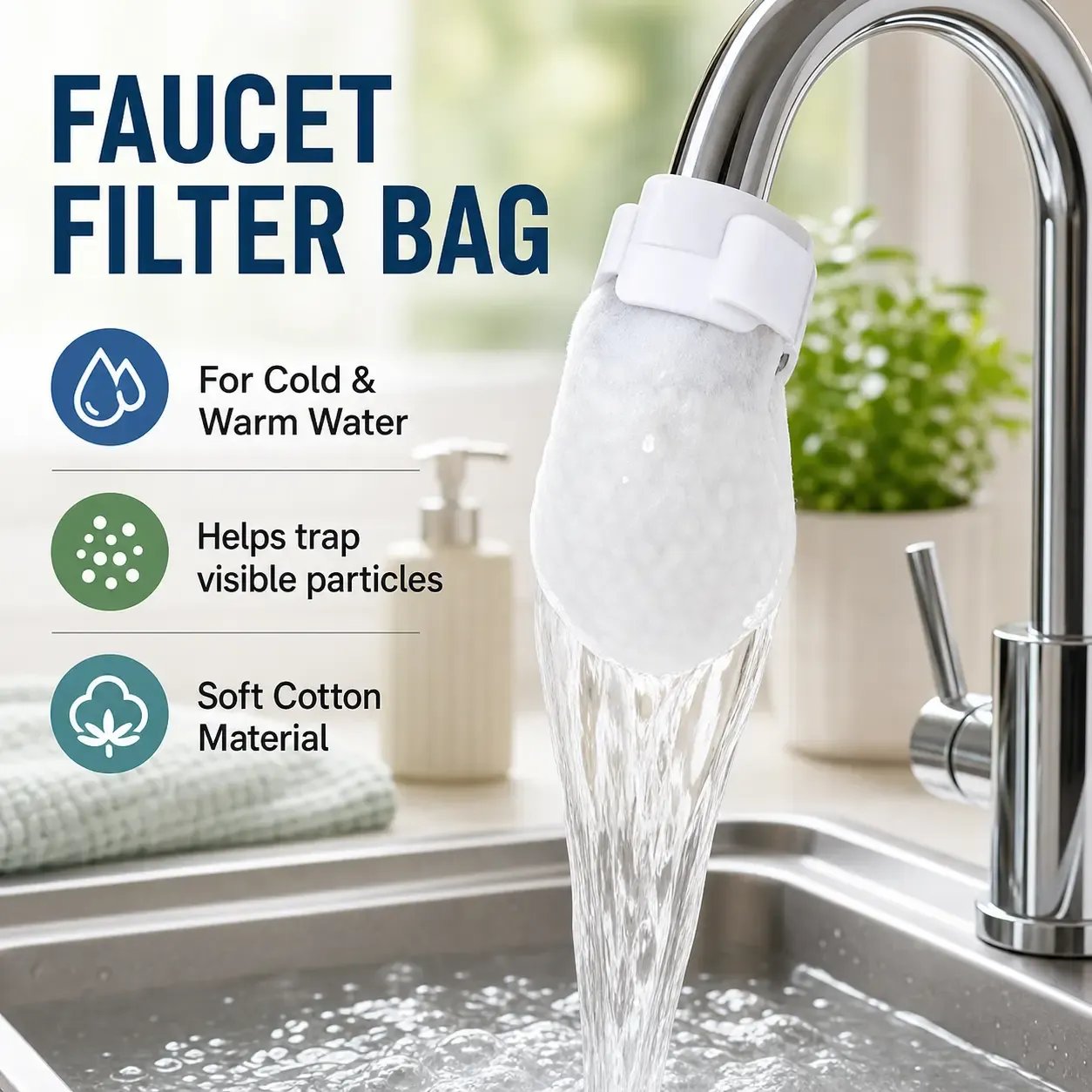 💧 Disposable Cotton Faucet Filter Bags