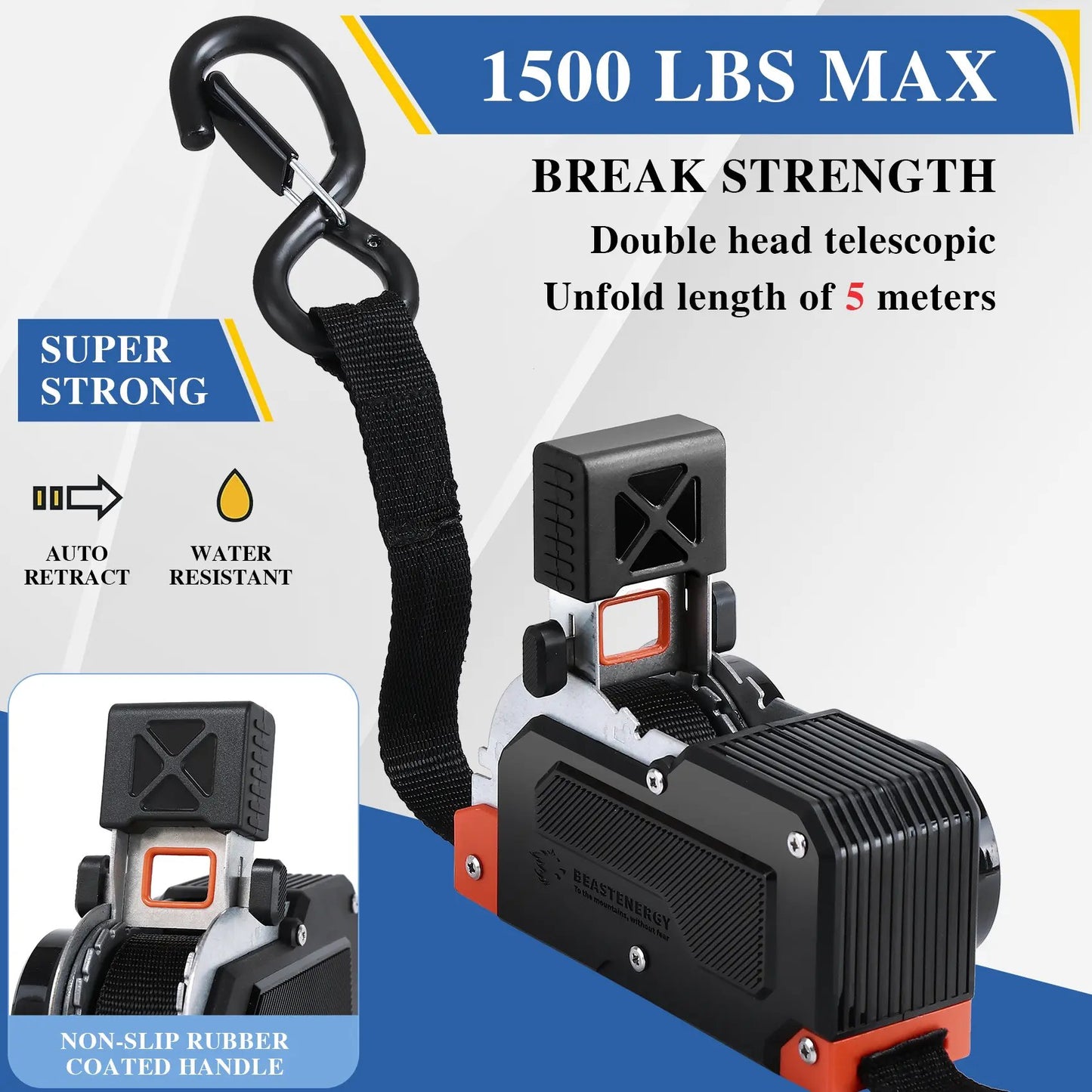Dual-End Retractable Tie-Down Ratcheting Straps