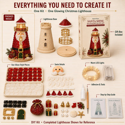 ✨ DIY Christmas Lighthouse Kit | Sea Glass-Style Pieces & LED Lights