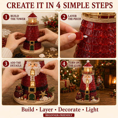 ✨ DIY Christmas Lighthouse Kit | Sea Glass-Style Pieces & LED Lights