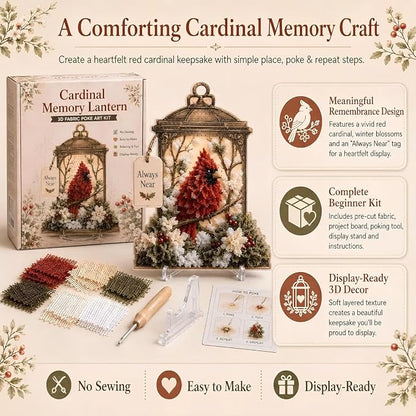 🐦3D Fabric Poke Art Memory Lantern Kit🔥No-Sew DIY Bird-Themed Memorial for Adult Beginner Handmade Hobby Gift