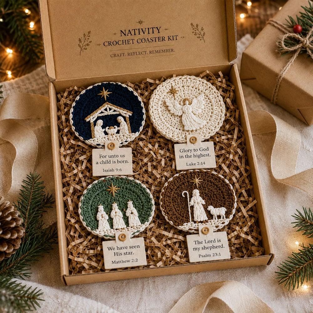 🔥LAST DAY 49% OFF - 🧶Nativity Crochet Coaster DIY Kit