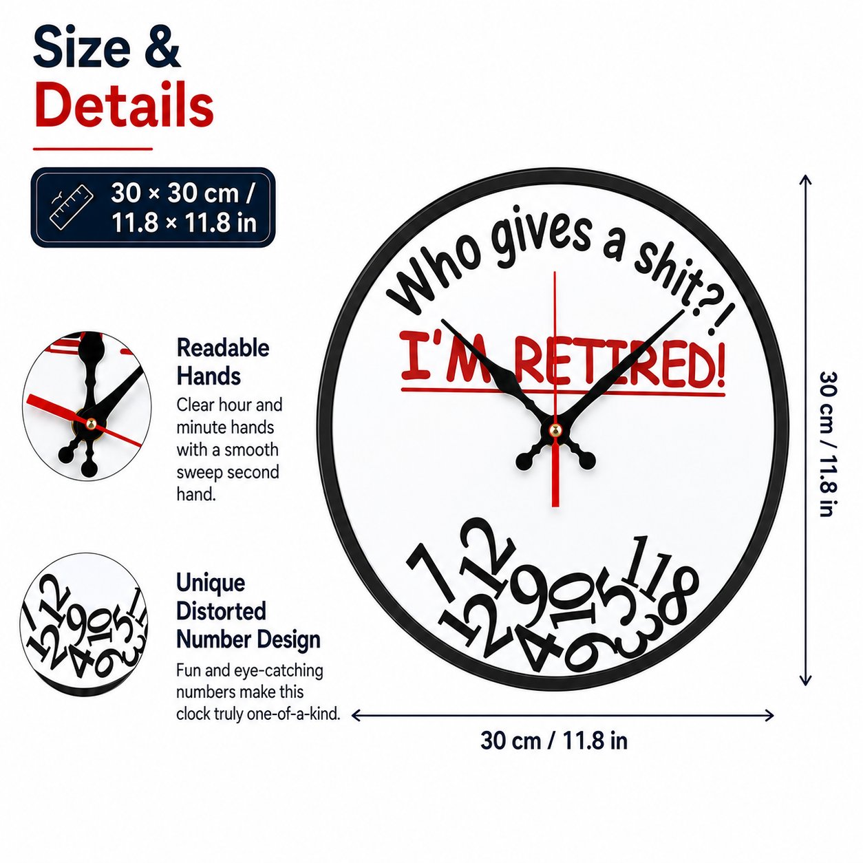 ⏰ "Who Cares What Time It Is? You’re Retired!" 🎉 Funny Retirement Wall Clock