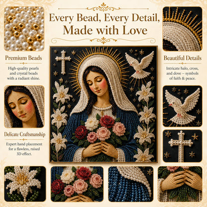 🙏New Arrivals 49% OFF-2026 Divine Pearl Bead Virgin Mary Icon – A Peaceful DIY Faith Art Gift ✨