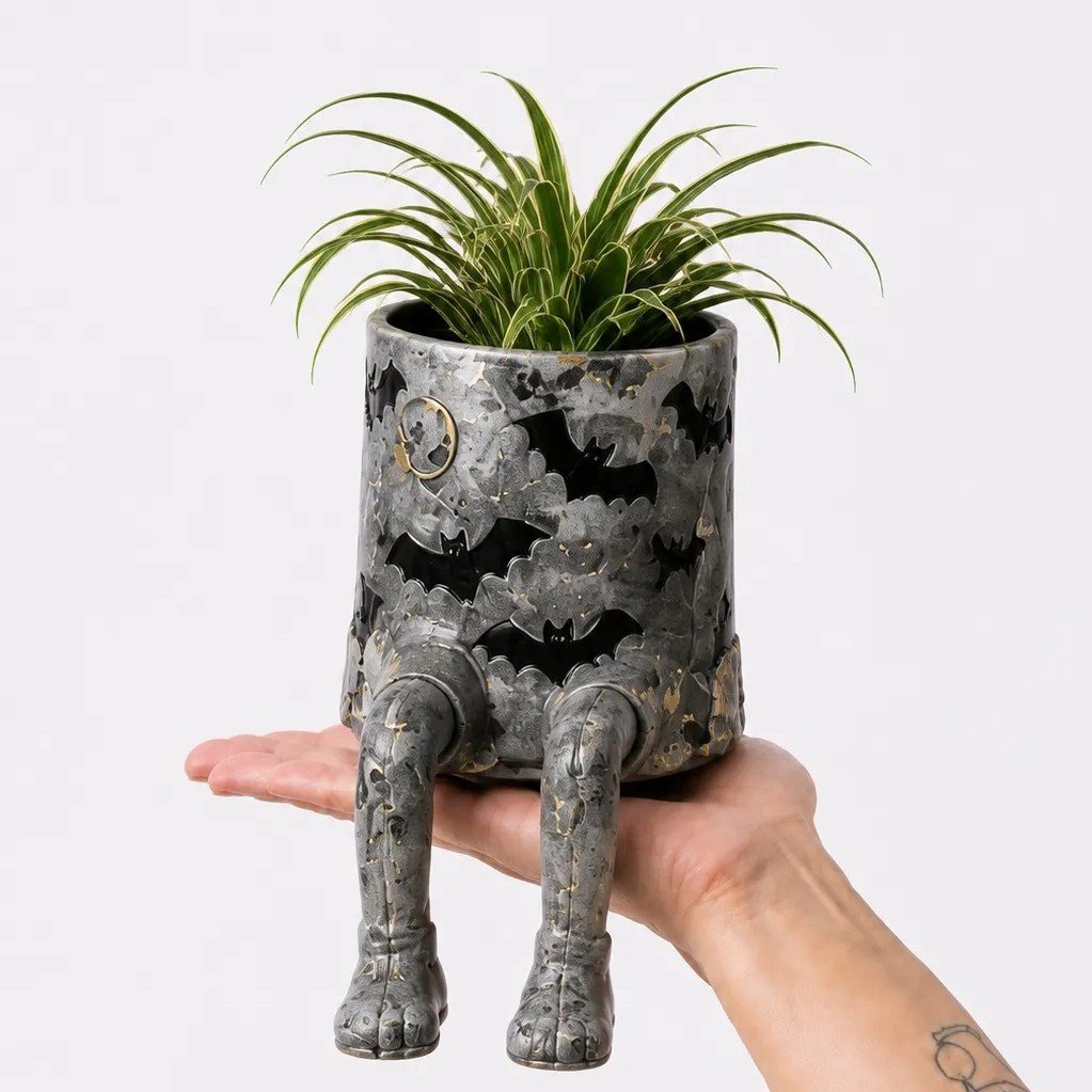 🔥LAST DAY 50% OFF - 💀🎃Halloween Whimsical Hanging Leg Planter Hand-Painted Resin Succulent Pot💐