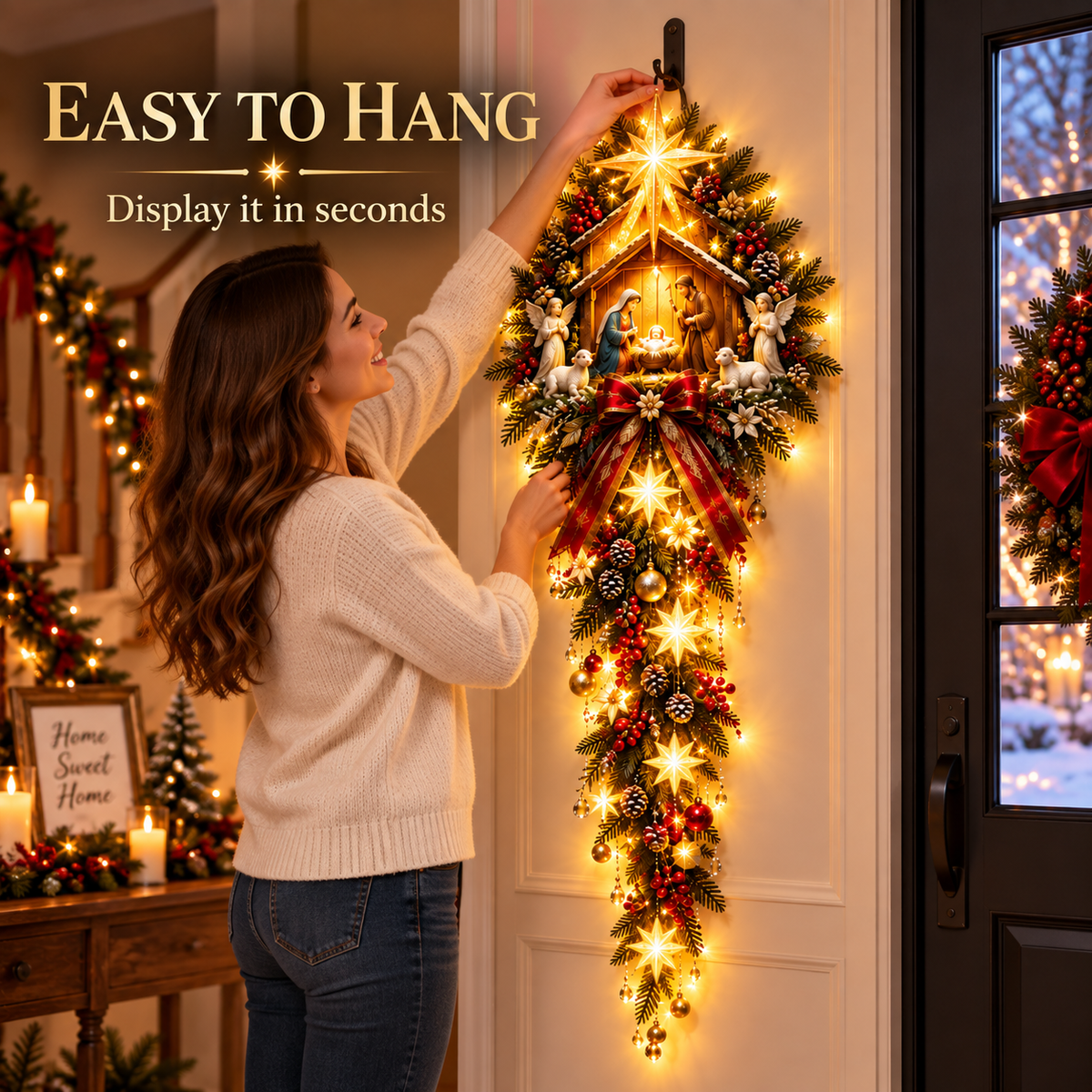 Easy to hang Christmas Nativity decoration