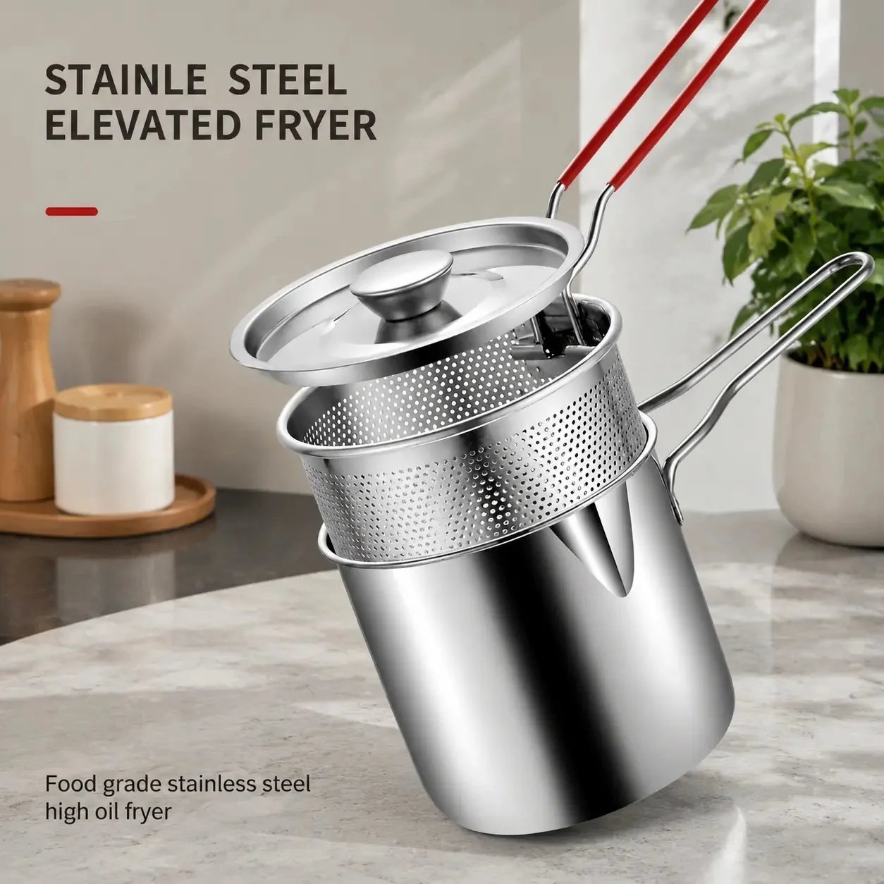 🎁Last Day Promotion 49% OFF🔥Compact Fry Pot with Filter Basket – Stainless Steel, Complete Accessory Kit