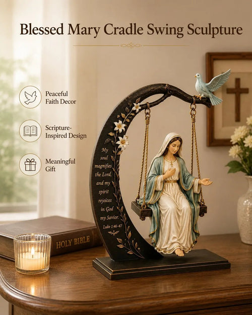 🙏 Blessed Virgin Mary Swing Statue – 7-Inch Faith-Inspired Resin Keepsake(3D)