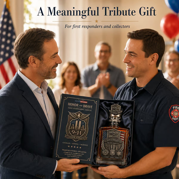 Honor the Brave Relief Decanter & Emblem – Hero Commemorative Ornament for Home Bar Display