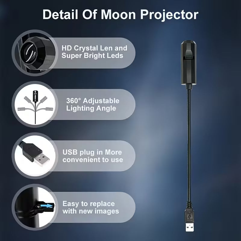 Halloween LED Projection Light | 360° Rotatable USB Horror Atmosphere Lamp