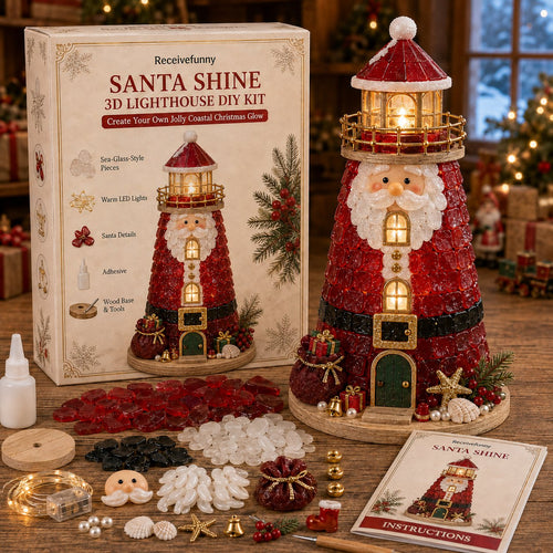 ✨ DIY Christmas Lighthouse Kit | Sea Glass-Style Pieces & LED Lights