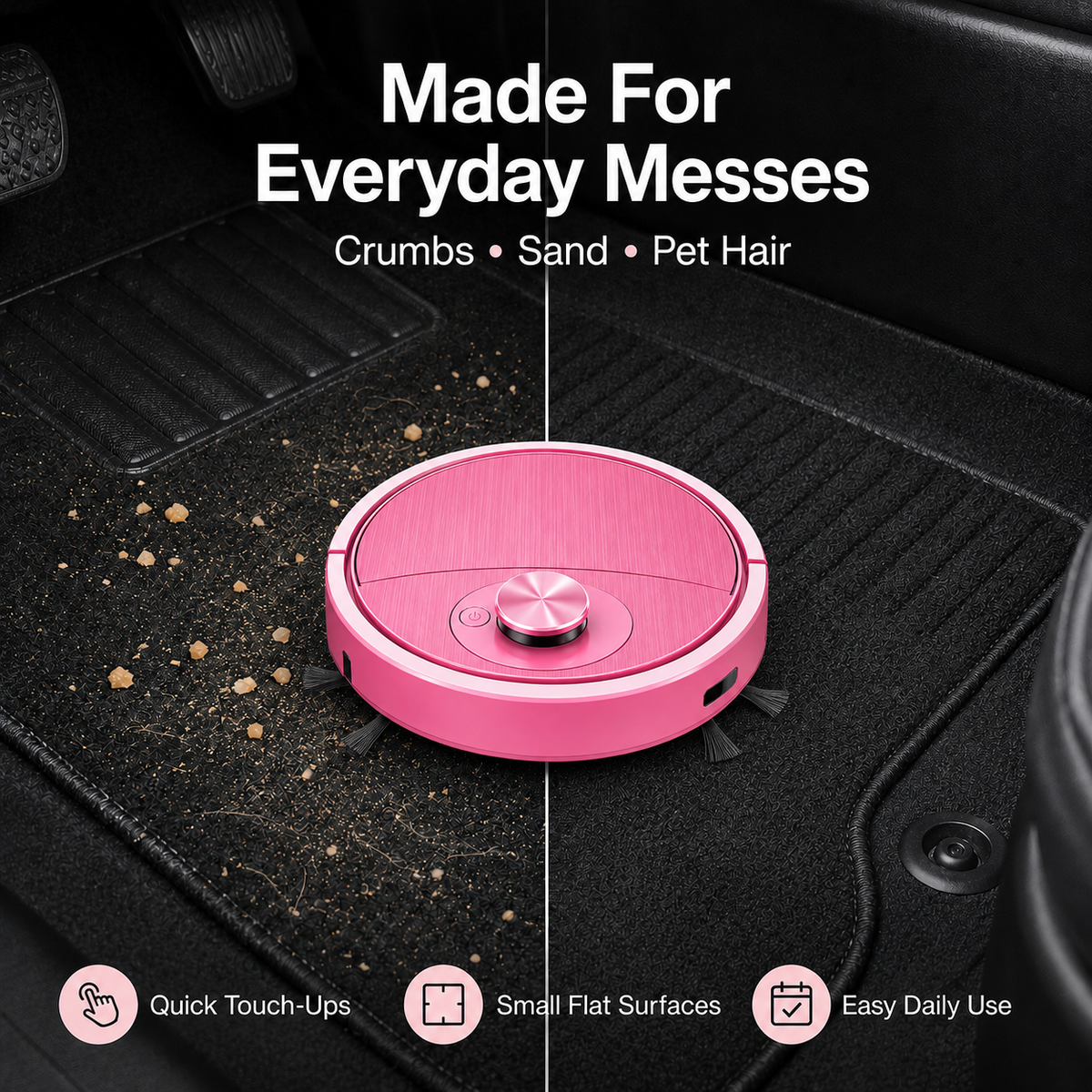 🤖 3-in-1 Mini Robot Vacuum for Car Mats