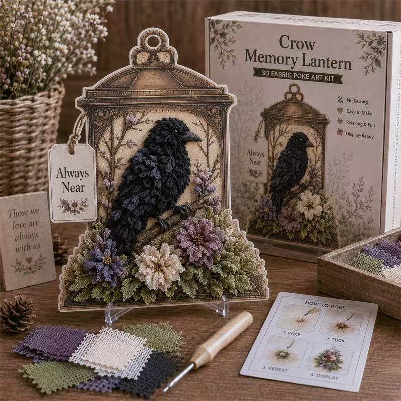 🐦3D Fabric Poke Art Memory Lantern Kit🔥No-Sew DIY Bird-Themed Memorial for Adult Beginner Handmade Hobby Gift