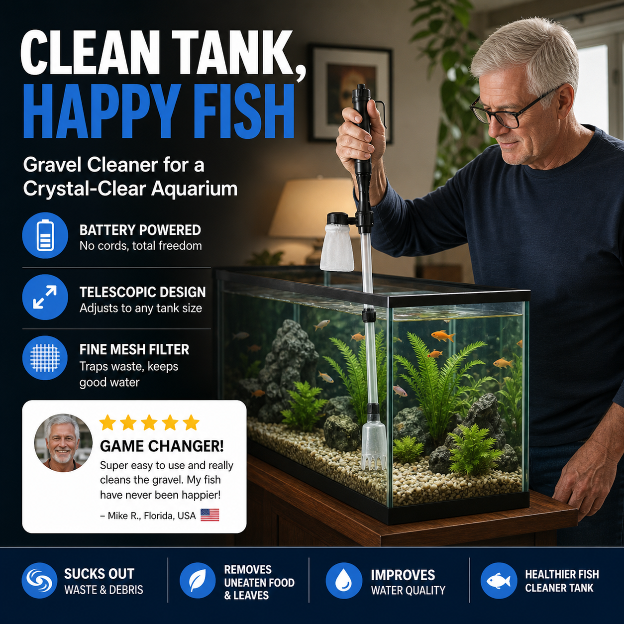 50% off 🔥 Electric Aquarium Gravel Cleaner