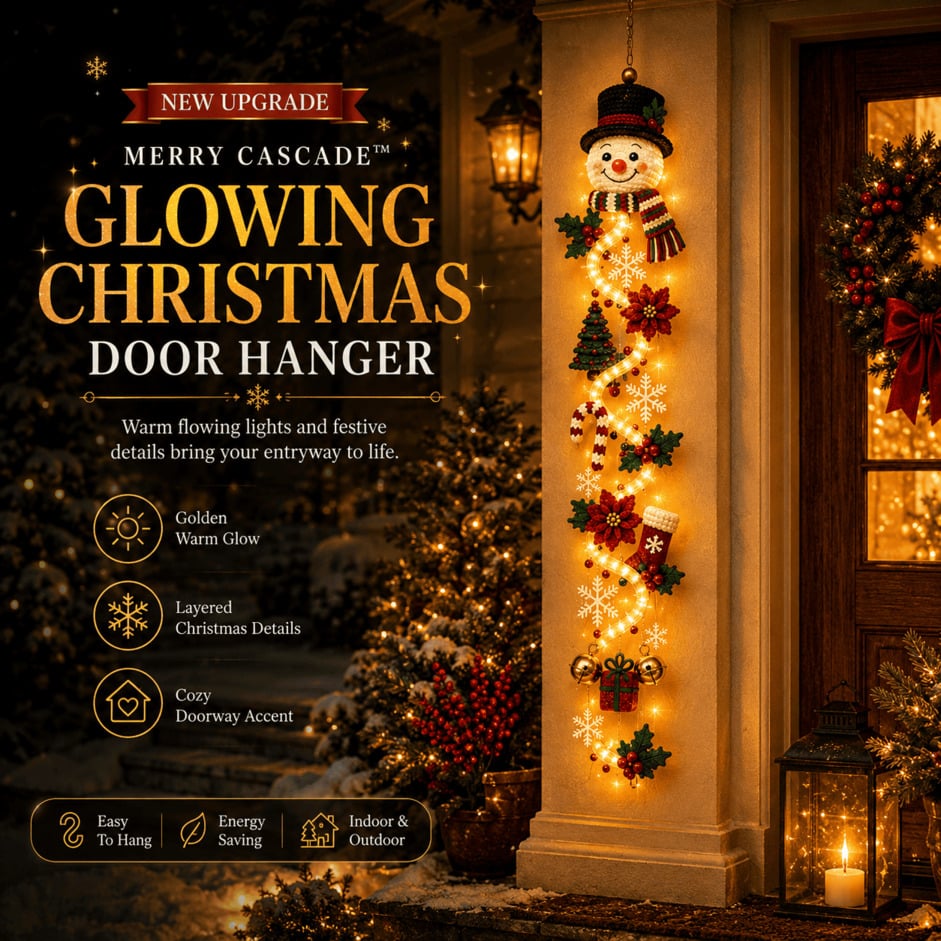 ⏳ Last day! 53% OFF – 🎅MerryCascade™ Glowing Christmas Door Hanger