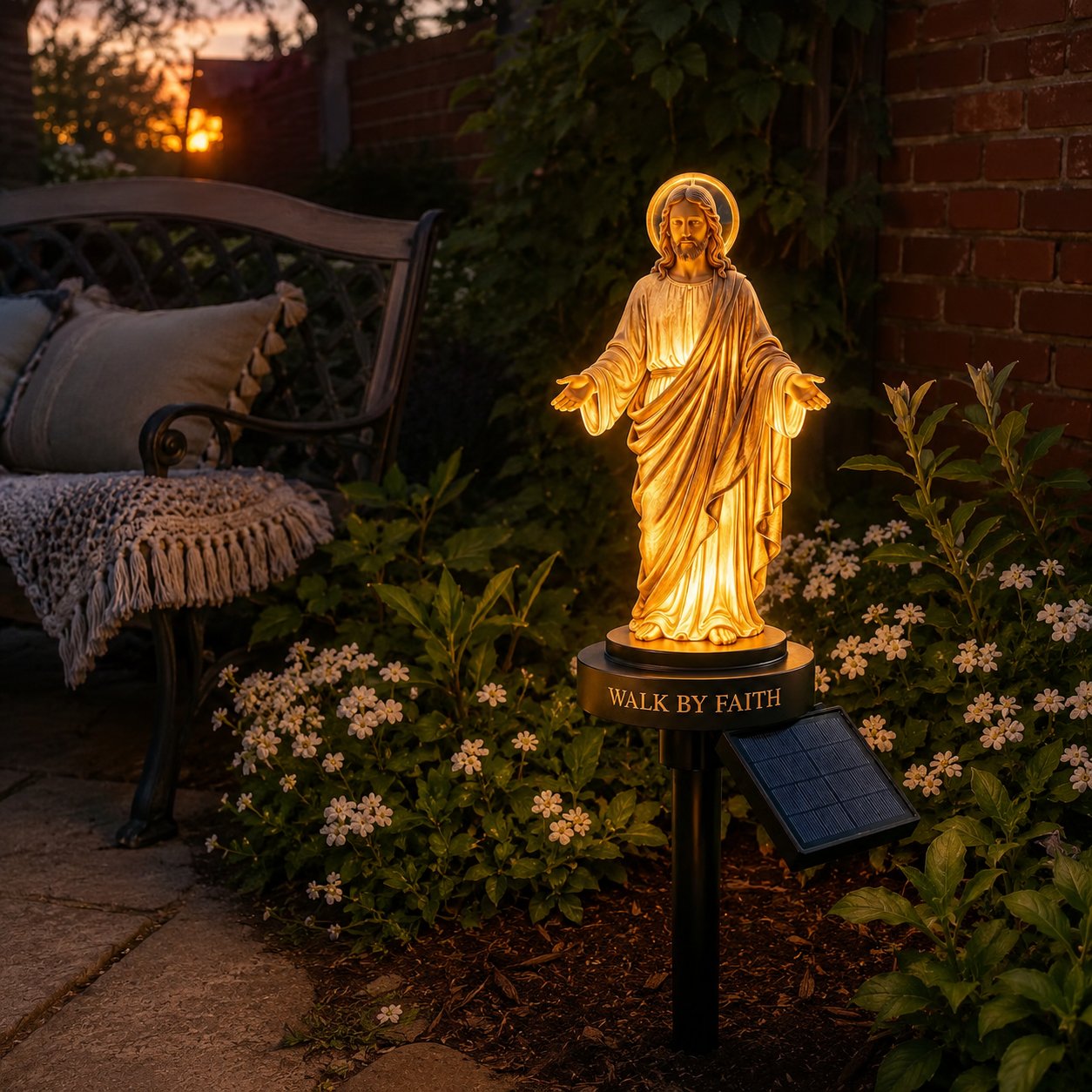 🔥 LAST DAY 49% OFF – ✝️ Walk by Faith Solar Jesus Garden Light | Automatic Warm Halo Glow, Weather-Resistant Ground Stake & No-Wiring Outdoor Faith Decor ✨