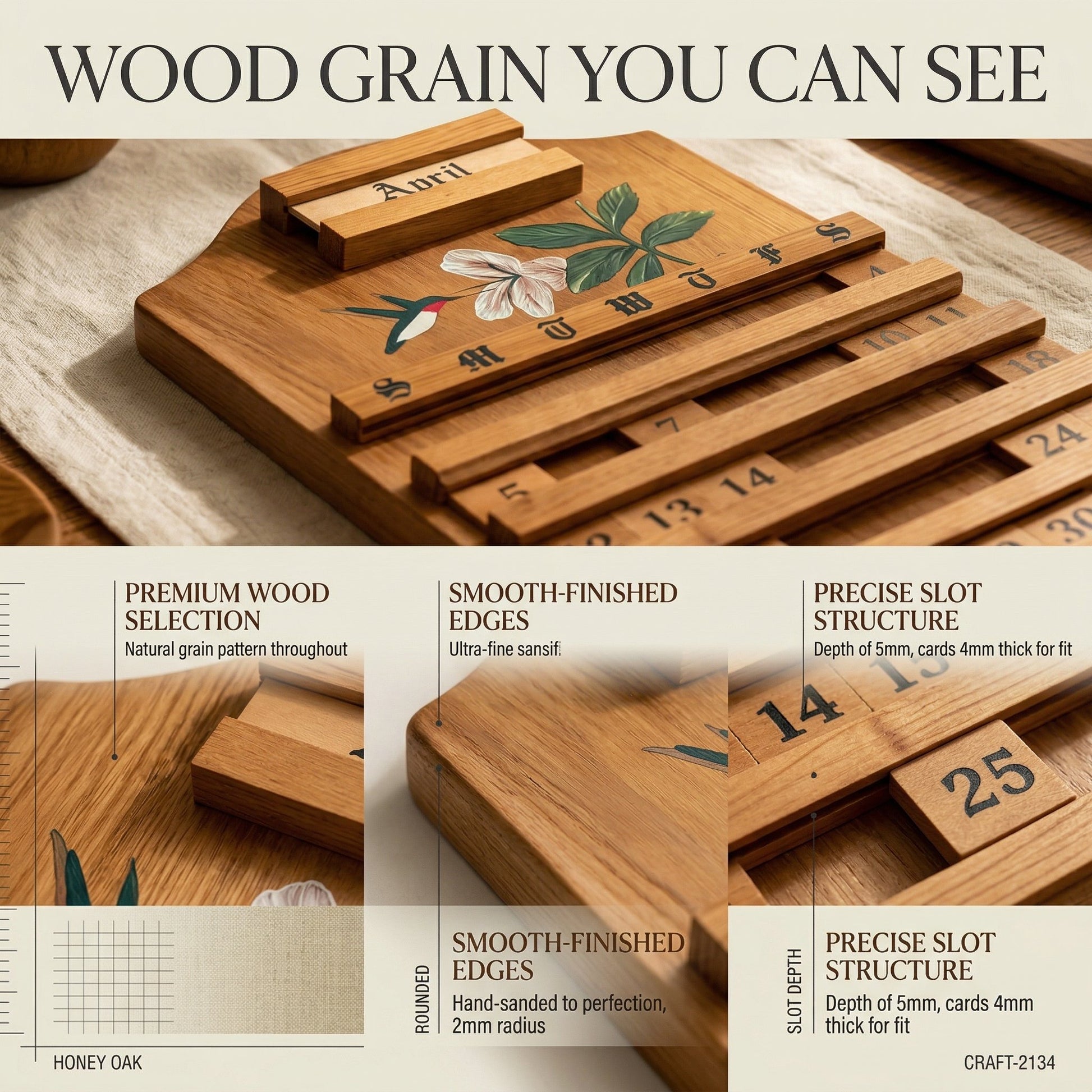 🎄 Festive Wooden Perpetual Calendar