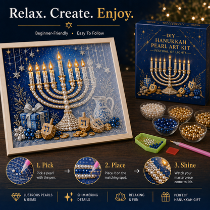 💙 50% OFF Festival of Lights Sale - DIY Hanukkah Pearl Art Kit ✨