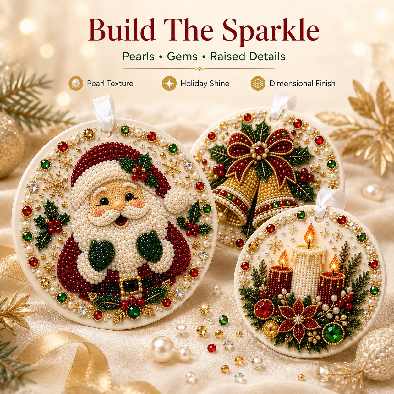 DIY pearl and gem ornament crafting process