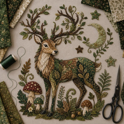 🏆 Limited-Time 50% OFF🔥 – 🌙 Beginner-Friendly Mythic Wilds DIY Layered Patchwork Art Kit | Complete Kit with Patterned Fabrics, Sewing Materials & Step-by-Step Guide Included 💕