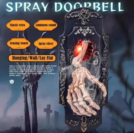 🕸️ Gothic Skeleton Hand Doorbell – Motion Activated Haunted Door Decoration💀🎃