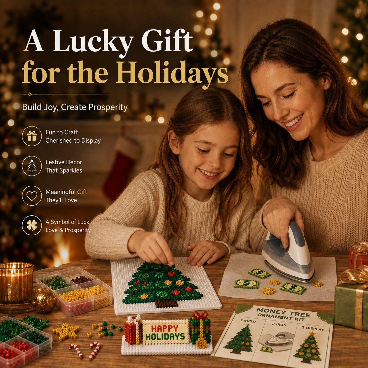 ⏳ Last Day 49% OFF – 🍀 Beginner-Friendly DIY Lucky Money Tree Bead Craft Kit | Complete Kit with Colorful Fuse Beads, Pegboard, Crafting Tools & Step-by-Step Guide Included 💕