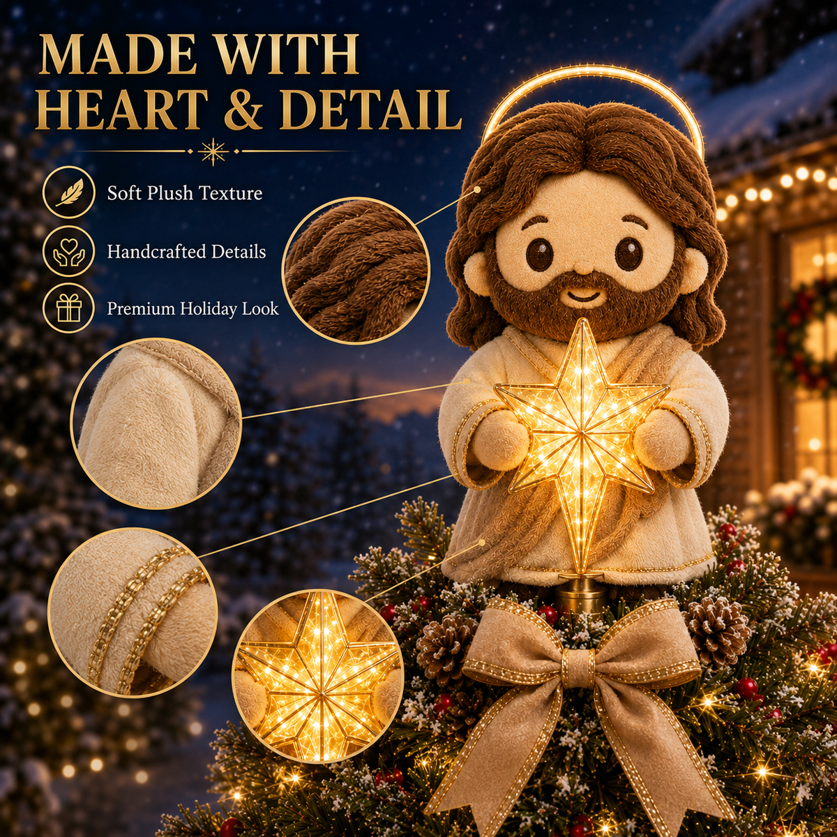 ✝️Cute Jesus Blessing Tree Topper – A Light of Faith for Your Christmas Tree