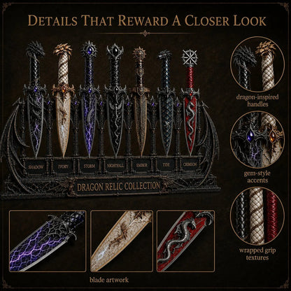 Dragon Relic Collection – 7-Piece Fantasy Dagger Display Set