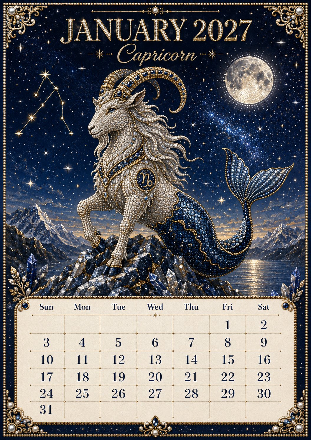 🌙 Beginner-Friendly 2027 Twelve Zodiac Bead Art Calendar Kit | Complete Kit with Zodiac Design Base, Decorative Beads & Step-by-Step Guide Included 💕