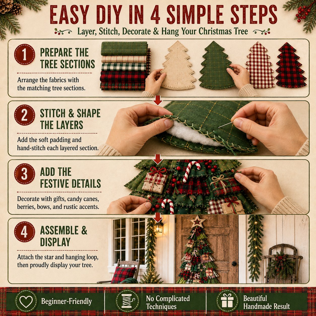 Christmas patchwork tree DIY step guide