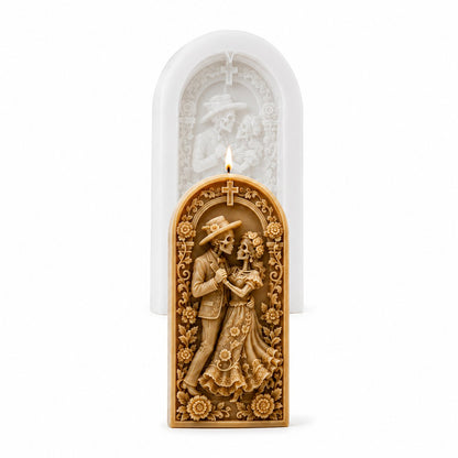 ⏳ Last Day 49% OFF – 💀 4-Piece Día de los Muertos 3D Relief Candle Mold Set | Detailed Skeleton, Floral & Arched Designs for Handmade Decorative Candles 🕯️✨