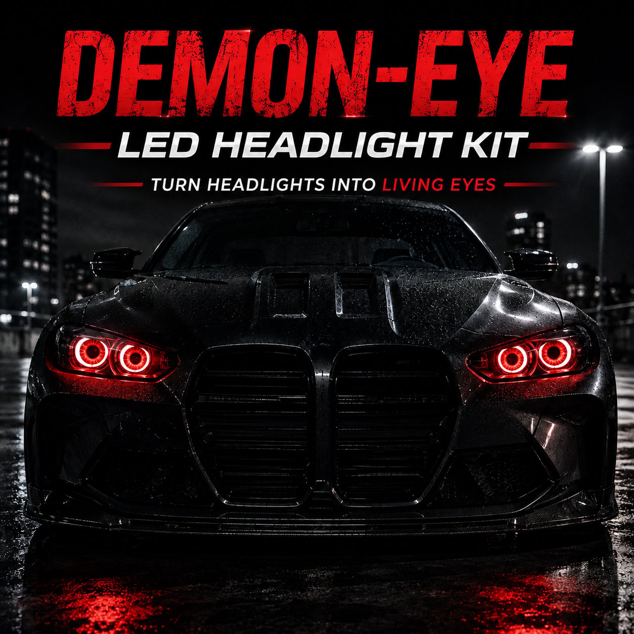 Demon-Eye LED Headlight Kit installed in projector headlight