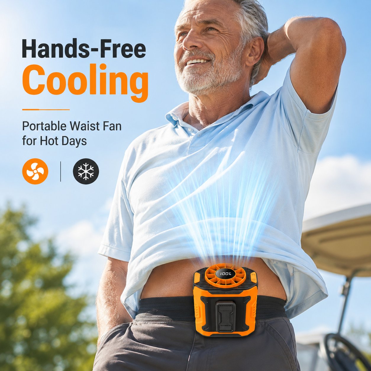 ❄️Last Day 50% OFF - Portable Multi Functional Hands Free Waist Clip Fan With LED Light