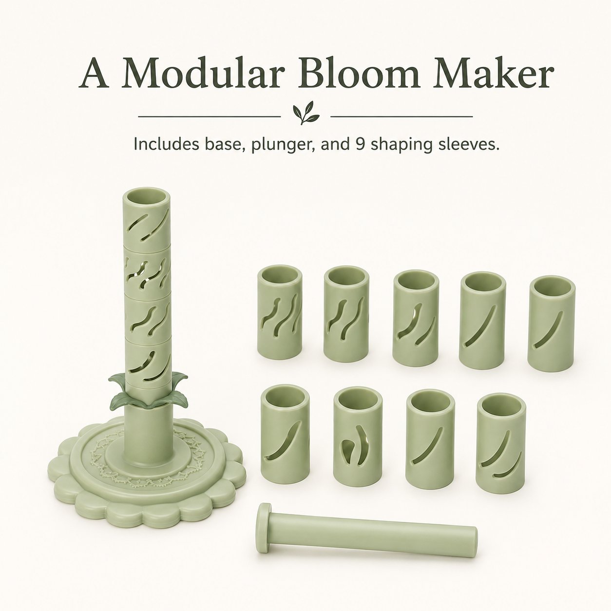 Modular Clay Bloom Maker with 9 Shaping Sleeves