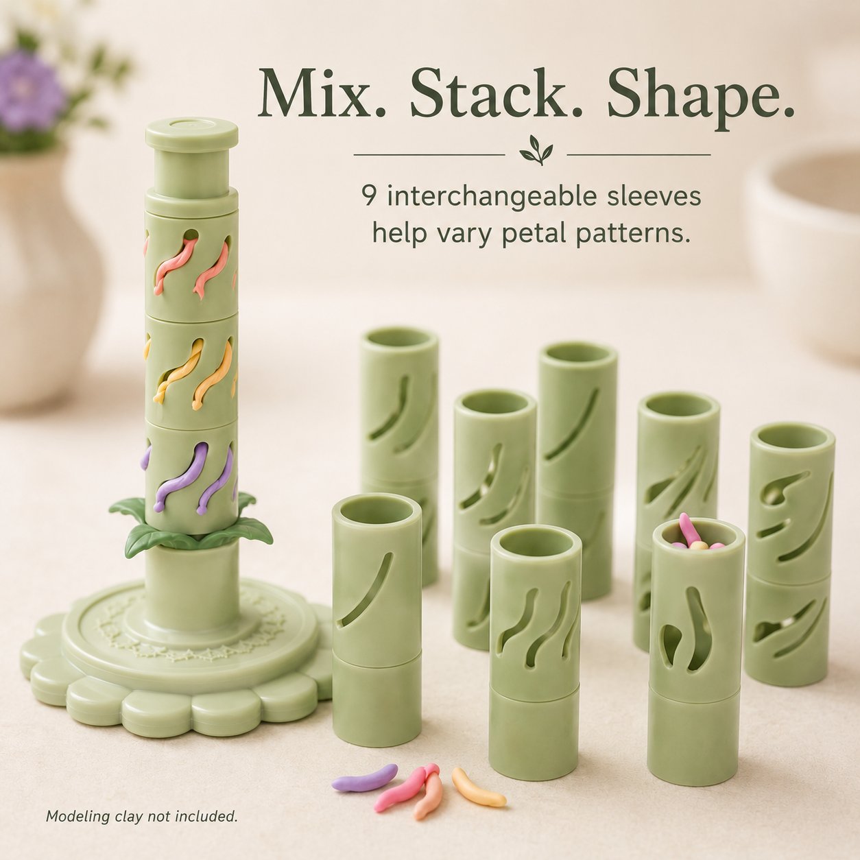 Modular Clay Bloom Maker with 9 Shaping Sleeves