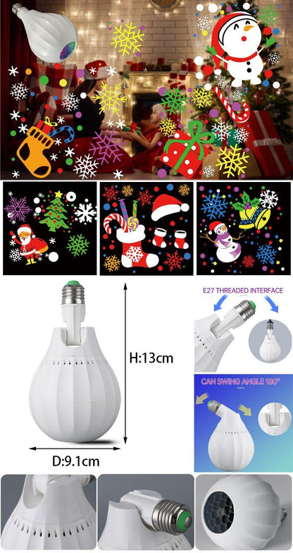 💡Rotating Christmas Projector Bulb | 16 Patterns