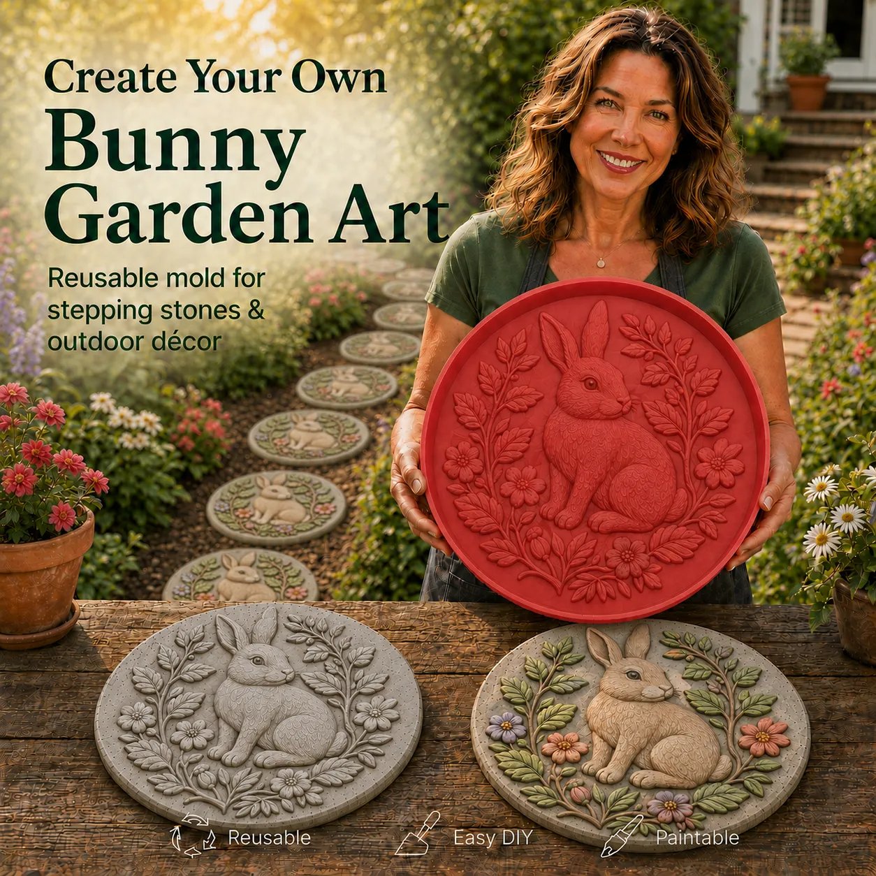 🐦🌸 Hummingbird Garden Art Stepping Stone Mold