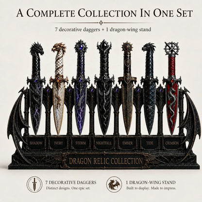 Dragon Relic Collection – 7-Piece Fantasy Dagger Display Set