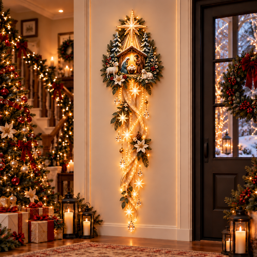 🔥Hot Sale 50% OFF -🌟 Nativity Starfall Wall Light – A Meaningful Christmas Glow