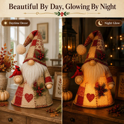 🔥 LAST DAY 49% OFF – 🐦Patchwork Bird Gnome Light Collection | Warm Glowing Tabletop Decor ✨