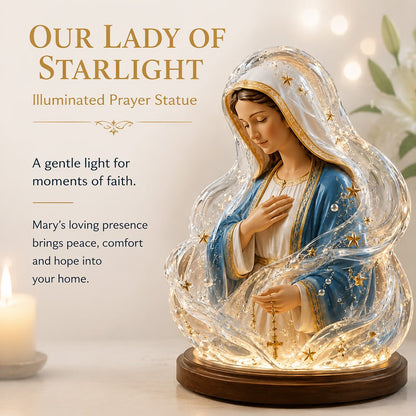 🔥HOT SALE🔥🙏Our Lady of Starlight Illuminated Prayer Statue | Religious Decor & Faith Gift✨