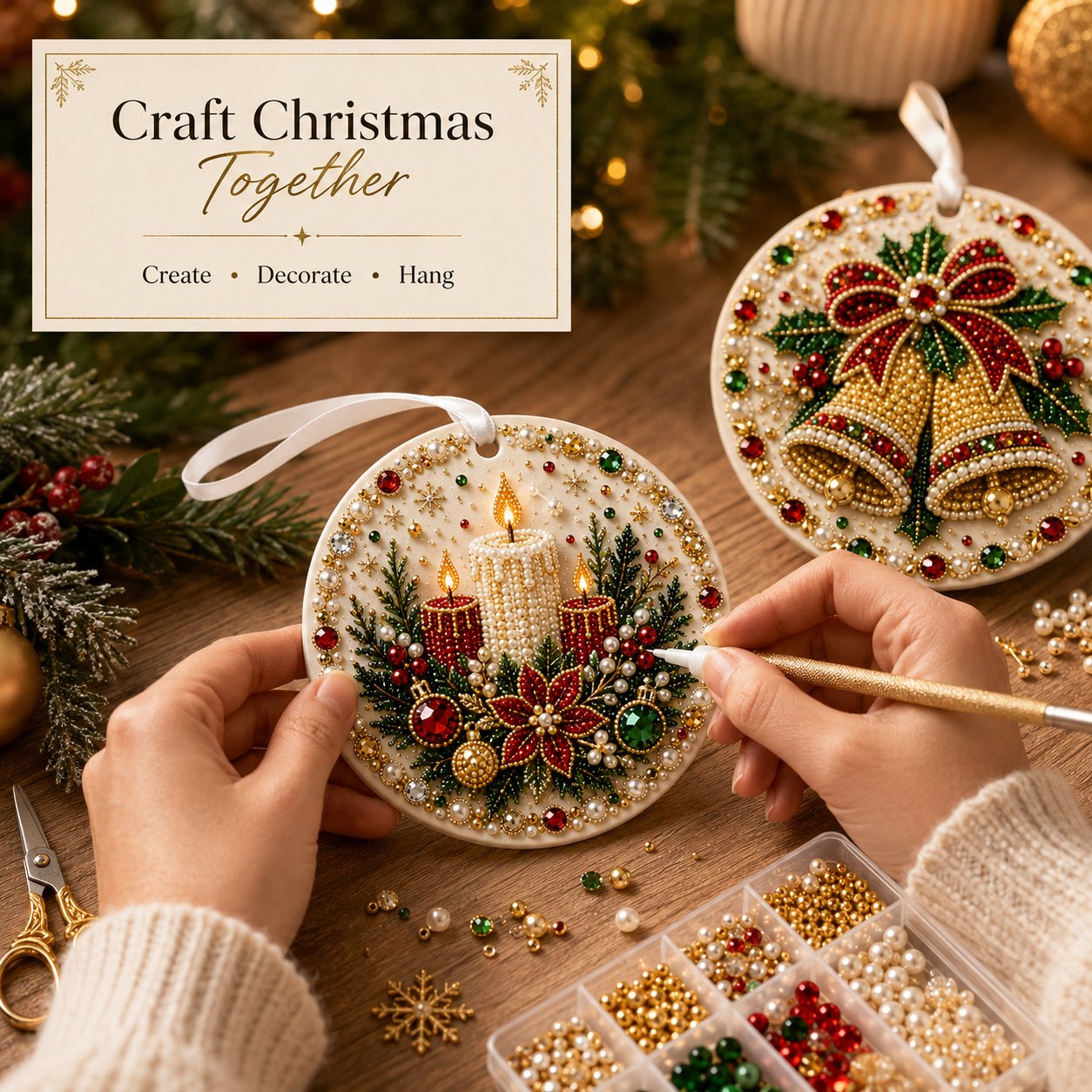🌲✨ DIY Pearl & Gem Christmas Ornament Collection